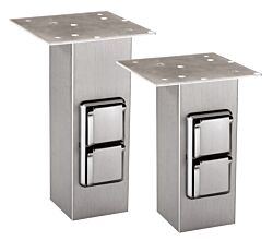 QUADRAT-Konsole 80 x 80 mm aus Edelstahl mit 2 Schuko-Steckdosen / Konsole