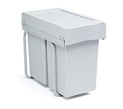 Abfallsorter alugrau mit Vollauszug 30 Liter (2x15) ab 30 cm Schrankbreite