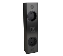 Aufbausteckdose ST 3005/240 in SCHWARZ mit 2 Steckplätzen und USB A+C Port / THEBO Licht / Mehrfachsteckdose