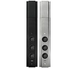 Energie-Ecksäule ST 3072/3 USB in EDELSTAHL oder SCHWARZ mit 3 Steckplätzen / Mehrfachsteckdose / Ecksteckdose