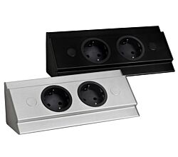 THEBO Energie-Ecksäule ST 3072/200 in Edelstahl oder Schwarz / Mehrfachsteckdose / Ecksteckdose