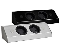 THEBO Energie-Ecksäule ST 3081/200 in EDELSTAHL oder SCHWARZ / Mehrfachsteckdose / Ecksteckdose