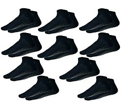 10er SET LOHA Stoppersocken XXL schwarz, EU Größe 47-50 / Trampolinsocken / Pilates Yoga Socken
