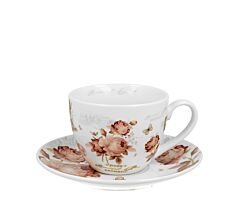 DUO FLORAL Tasse mit Untertasse 250 ml SECESSION, New Bone China Porzellan