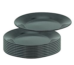10er SET Karl Krüger 117801BL Teller flach 24 cm, Serie BLACK, Stahl emailliert, Speiseteller