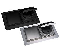 THEBO 2-fach Steckdose ST 3009 ST/2 mit Klappdeckel / Schukosteckdosen / Klappdeckel