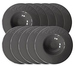 10er SET Risottoteller VESUV 26,5 cm Dunkelgrau - TRATTORIA - aus Porzellan / CreaTable