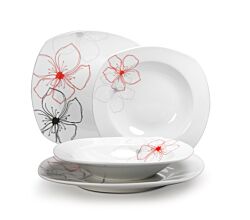 CreaTable Tafelservice TROPICAL FLOWERS 12-tlg aus Porzellan