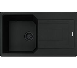 FRANKE Spüle URBAN UBG 611-86 in BLACK MATT - BLACK COLLECTION mit Excenterbedienung Drehknopf Edelstahl / Ausschnittmaß 824 x 464 mm R15 / Granitspüle
