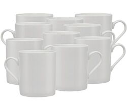 10er SET Maxwell & Williams WBA0005 Becher zylindrisch, 300 ml, Porzellan, White Basics Round