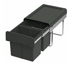 WESCO Abfallsorter CLAP 345 S/450-2 in Anthrazit mit 30 Liter (2x 15) Abfallvolumen - ab 45 cm Schrankbreite
