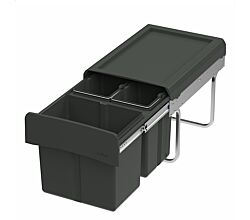 WESCO Abfallsorter CLAP 345 S/450-3 in Anthrazit mit 30 Liter (1x 15 u. 2x 7,5) Abfallvolumen - ab 45 cm Schrankbreite