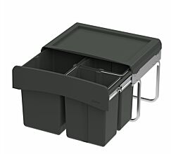 WESCO Abfallsorter CLAP 345 K/500-3 in Anthrazit mit 30 Liter (1x 15 u. 2x 7,5) Abfallvolumen - ab 50 cm Schrankbreite