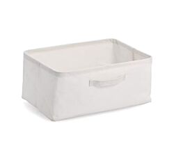 ZELLER 14544 Aufbewahrungsbox aus Polyester/Baumwolle, CREME ca. 37 × 26 × 16 cm