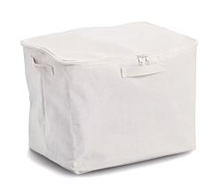 ZELLER 14546 Aufbewahrungsbox mit Reißverschluss, Polyester/Baumwolle, CREME ca. 38 x 27 x 27 cm