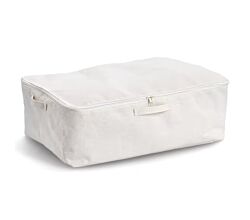 ZELLER 14547 Aufbewahrungsbox mit Reißverschluss, Polyester/Baumwolle, CREME ca. 60 x 39 x 18 cm
