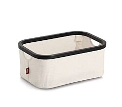 ZELLER 14551 Aufbewahrungskorb aus Polyester/Bambus, CREME/SCHWARZ ca. 38 x 26 x 16 cm