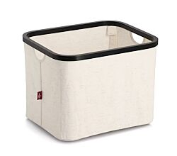 ZELLER 14552 Aufbewahrungskorb aus Polyester/Bambus, CREME/SCHWARZ ca. 40,5 x 33 x 30 cm