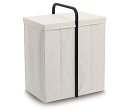 ZELLER 14553 Wäschesammler aus Polyester/Bambus, creme/schwarz, ca. 51,5 x 35,5 x 65 cm