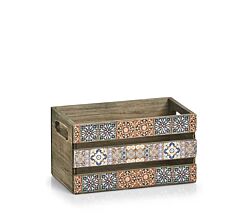 ZELLER 15191 Deko-Kiste MOSAIK aus Holz, ca. 24 x 14 x 13,5 cm