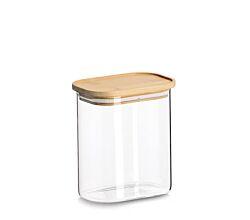ZELLER 19051 Vorratsglas 1000 ml Borosilikatglas mit Bambusdeckel, ca. 12,8 x 9 x 14,2 cm