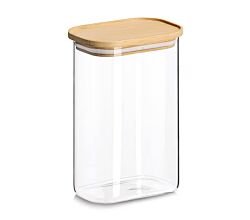 ZELLER 19052 Vorratsglas 1300 ml Borosilikatglas mit Bambusdeckel, ca. 12,8 x 9 x 18,8 cm
