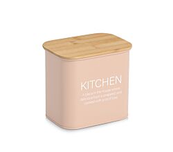 ZELLER 19407 Vorratsdose KITCHEN 2300 ml aus Metall, mandel mit Bambusdeckel