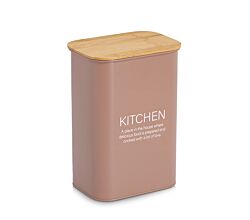 ZELLER 19408 Vorratsdose KITCHEN 3500 ml aus Metall, mocca mit Bambusdeckel
