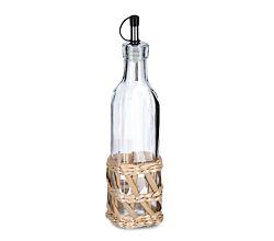 ZELLER 19581 Essig-/ Ölflasche BOHO 280 ml Glas mit Strohgeflecht, ca. Ø 6,2 x 24,5 cm