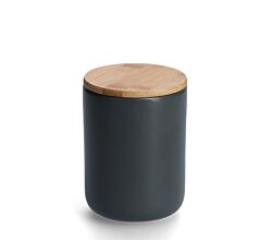 ZELLER 19826 Vorratsdose 650 ml Keramik, anthrazit mit Bambusdeckel, ca. Ø 10 x 13,5 cm