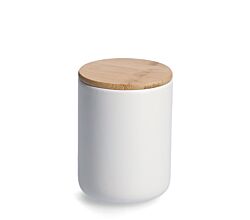 ZELLER 19856 Vorratsdose 650 ml Keramik, weiß mit Bambusdeckel, ca. Ø 10 x 13,5 cm