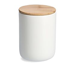 ZELLER 19858 Vorratsdose 1500 ml Keramik, weiß mit Bambusdeckel, ca. Ø 13 x 17,5 cm