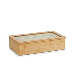 ZELLER 25361 Teebeutelbox mit 10 Fächern, Bambus/Acryl, 36 x 20 x 9 cm