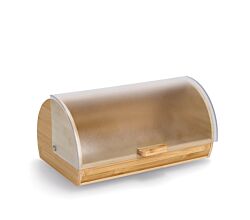 ZELLER 25364 Brotkasten Bambus mit Kunststoffdeckel, transparent, 39 x 25 x 19 cm