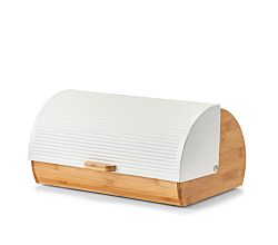 ZELLER 25366 Brotkasten Bambus mit Metalldeckel, weiß, 39 x 27 x 19 cm