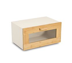 ZELLER 25399 Brotkasten Metall/Bambus mit Klappe, beige, 36 x 23,3 x 19,5 cm