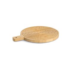 ZELLER 25715 Schneide-/ Servierbrett STRIPES aus Bambus mit Griff, ca. Ø 30,5 x 2,0 cm